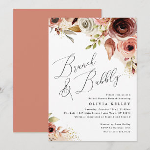 Invitation Boho Flowers Brunch & Bubbly Fête des mariées terr
