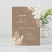 Invitation Boho Flowers,Champagne Glass,Terracotta 75th (Debout devant)