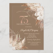 Invitation Boho Flowers,Champagne Glass,Terracotta 75th (Devant / Derrière)