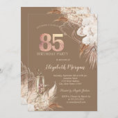 Invitation Boho Flowers,Champagne Glass,Terracotta 85th (Devant / Derrière)