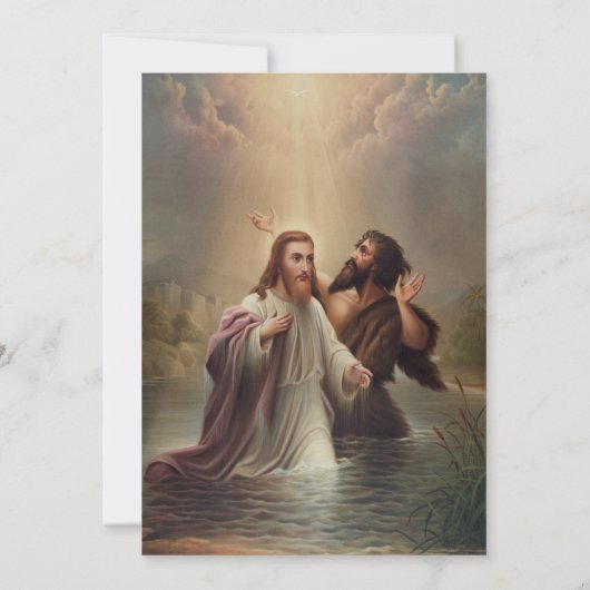 Invitation Boho Flowers Christening Christian Cross Baptism (Dos)