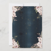 Invitation Boho Flowers Confetti Bleu foncé Sweet 16 (Dos)