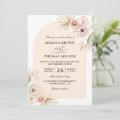 Invitation Boho Flowers Elegant Modern Budget QR Code Wedding (Debout devant)