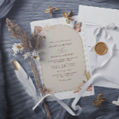 Invitation Boho Flowers Elegant Modern Budget QR Code Wedding