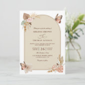 Invitation Boho Flowers Elegant Modern Budget QR Code Wedding (Debout devant)