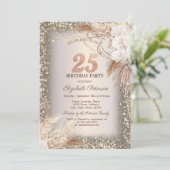 Invitation Boho Flowers, Lumières Parties scintillant Cadre 2 (Debout devant)