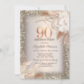 Invitation Boho Flowers, Lumières Parties scintillant cadre 9 (Devant)