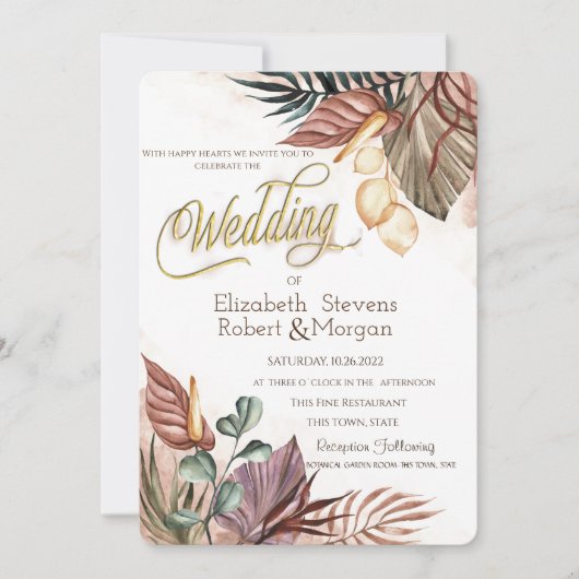 Invitation Boho Flowers Mariage (Devant)