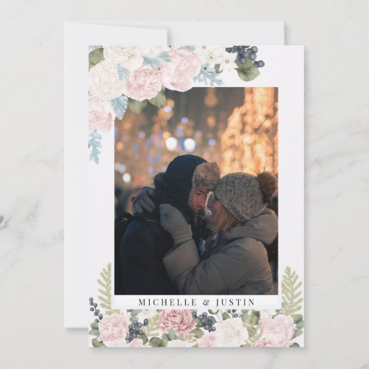 Invitation Boho Flowers Mariage d'hiver (Dos)