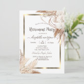 Invitation Boho Flowers Pampas Grass Gold Frame Retirement (Debout devant)