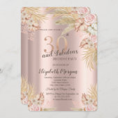 Invitation Boho Flowers, Pampas Grass Rose Gold 30e anniversa (Devant / Derrière)