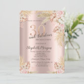 Invitation Boho Flowers, Pampas Grass Rose Gold 30e anniversa (Debout devant)