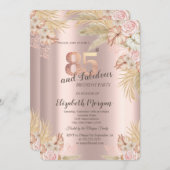 Invitation Boho Flowers, Pampas Grass Rose Gold 85e anniversa (Devant / Derrière)