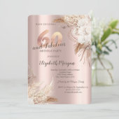 Invitation Boho Flowers Pampas Grass Rose Or 60e anniversaire (Debout devant)
