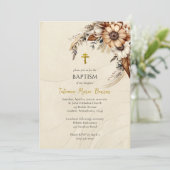 Invitation Boho Flowers Pampas Orthodox Christian Baptism  (Debout devant)