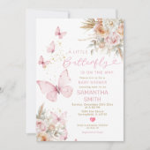Invitation Boho Flowers Papillon sur le chemin Baby shower (Devant)