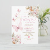 Invitation Boho Flowers Papillon sur le chemin Baby shower (Debout devant)