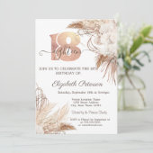 Invitation Boho Flowers Pois 18e anniversaire (Debout devant)