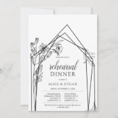 Invitation Boho Flowers Répétition géométrique Diner (Devant)