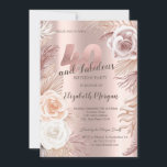 Invitation Boho Flowers Rose Gold 40th Birthday Party<br><div class="desc">Des fleurs de boho élégantes sur un arrière - plan rose en or.</div>