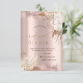 Invitation Boho Flowers Rose Gold Confetti Dîner de répétitio (Debout devant)