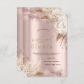 Invitation Boho Flowers Rose Gold Confetti Dîner de répétitio (Devant / Derrière)