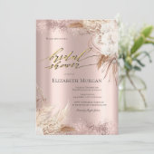 Invitation Boho Flowers Rose Gold Confetti Fête des mariées (Debout devant)