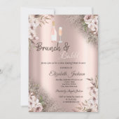 Invitation Boho Flowers Rose Parties scintillant or Brunch & (Devant)