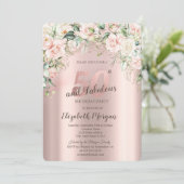Invitation Boho Flowers Rose Rose Gold 50e anniversaire (Debout devant)