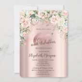 Invitation Boho Flowers Rose Rose Or 60e anniversaire (Devant)