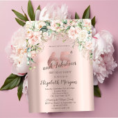 Invitation Boho Flowers Rose Rose Or 65e anniversaire