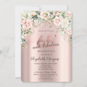 Invitation Boho Flowers Rose Rose Or 65e anniversaire (Devant)