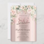 Invitation Boho Flowers Rose Rose or 80e anniversaire (Devant)