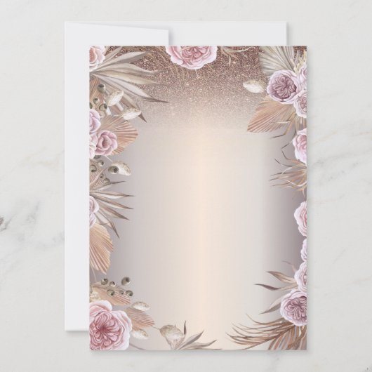 Invitation Boho Flowers, String Lights Bokeh 35e anniversaire (Dos)