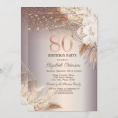 Invitation Boho Flowers, String Lights Parties scintillant 80 (Devant / Derrière)