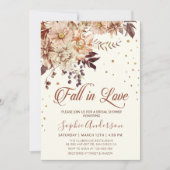 Invitation Boho Flowers tombent dans la Fête des mariées d'am (Devant)