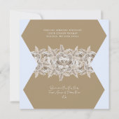 Invitation Boho Foliage Ultrasound Blue Baby shower Invitatia (Dos)