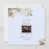 Invitation Boho Foliage Ultrasound Blue Baby shower Invitatia (Devant)