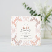 Invitation Boho Folk Textile Dusty Rose Baby shower fille (Debout devant)