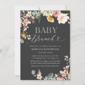 Invitation Boho foncé moderne Floral Bébé Brunch (Devant)
