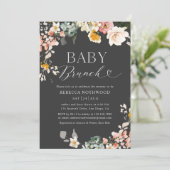 Invitation Boho foncé moderne Floral Bébé Brunch (Debout devant)