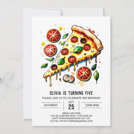 Invitation Boho Food Pizza Anniversaire (Devant)