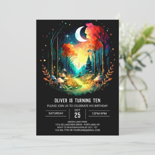 Invitation Boho Forest Adventure Attend son anniversaire (Debout devant)