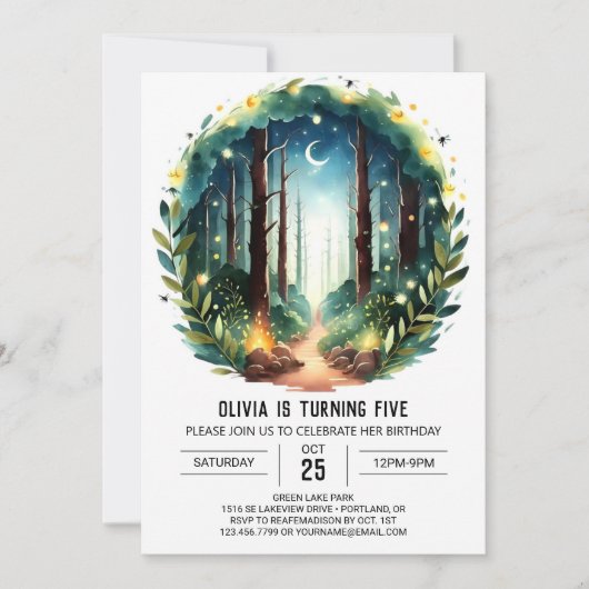 Invitation Boho Forest Online Woodland Anniversaire (Devant)