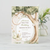 Invitation Boho forest watercolor Fairy First birthday (Debout devant)