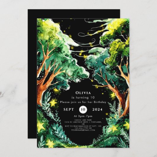 Invitation Boho Forest Woodland (Devant / Derrière)