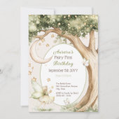Invitation Boho forêt aquarelle Fée Premier anniversaire (Devant)