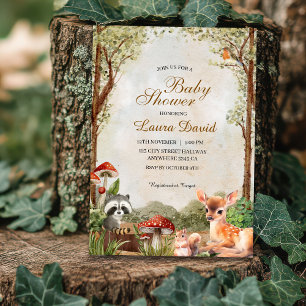 Invitation Boho forêt Bois Baby shower rustique