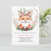 Invitation Boho Fox Adventure Girl Baby shower (Debout devant)