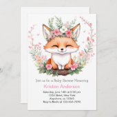 Invitation Boho Fox Adventure Girl Baby shower (Devant / Derrière)